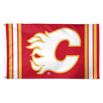 WinCraft Calgary Flames 3' x 5' Logo Stripe Deluxe Single-Sided Flag