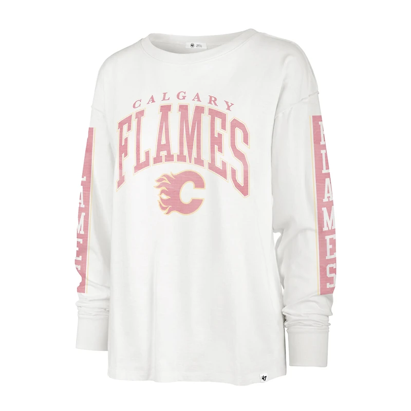 T-shirt à manches longues pour femme '47 Cream Calgary Flames Statement
