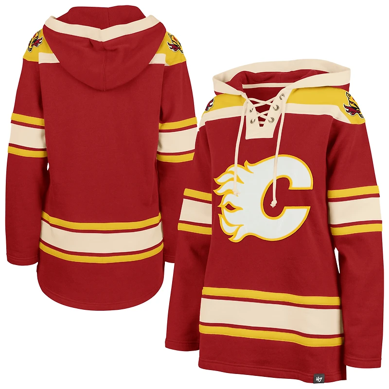 Women's '47  Red Calgary Flames Superior Lacer Pullover Hoodie