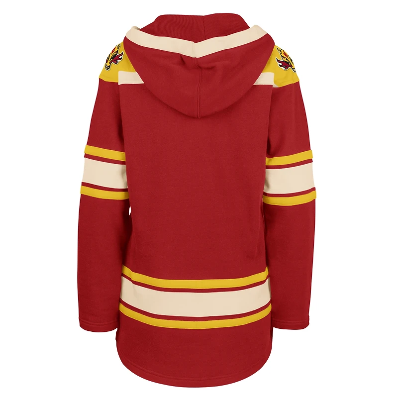 Women's '47  Red Calgary Flames Superior Lacer Pullover Hoodie