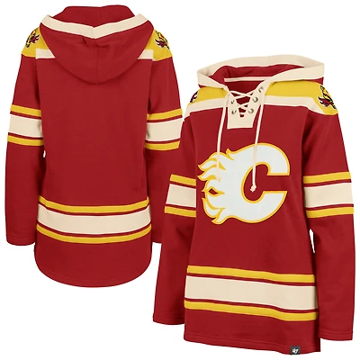 Women's '47  Red Calgary Flames Superior Lacer Pullover Hoodie