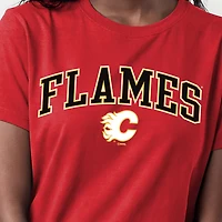 Women's Champion  Red Calgary Flames Arch Mascot Logo T-Shirt