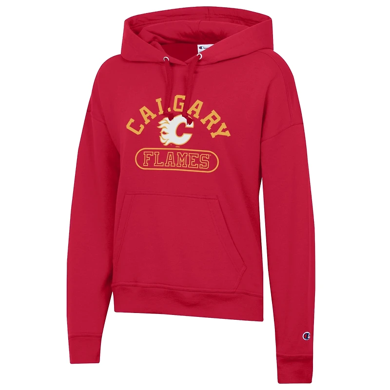 Sweat à capuche Champion rouge Calgary Flames pour femmes
