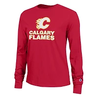 T-shirt à manches longues Champion Red Calgary Flames pour femmes