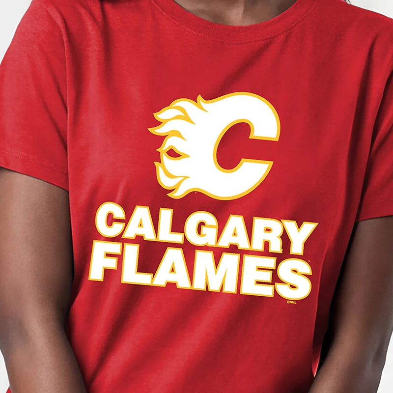 Women's Champion Red Calgary Flames Wordmark Lockup T-Shirt