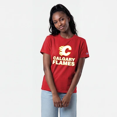 Women's Champion  Red Calgary Flames Wordmark Lockup T-Shirt