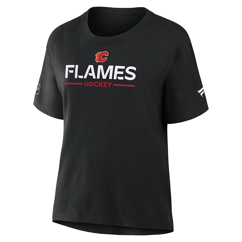 T-shirt Fanatics noir authentique pour femme des Flames de Calgary