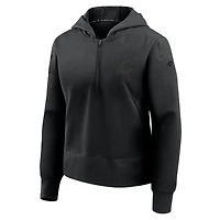 Women's Fanatics Black Calgary Flames Authentic Pro Road Tri-Blend Quarter-Zip Hoodie