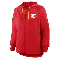 Women's Fanatics Red Calgary Flames Authentic Pro Rink Raglan Full-Zip Hoodie