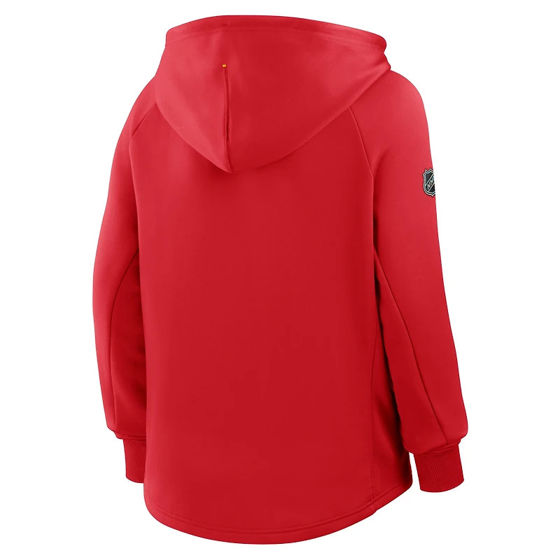 Women's Fanatics Red Calgary Flames Authentic Pro Rink Raglan Full-Zip Hoodie