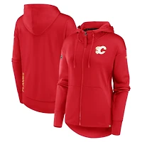 Sweat à capuche entièrement zippé Authentic Pro Scuba Neck Fanatics Red Calgary Flames pour femmes