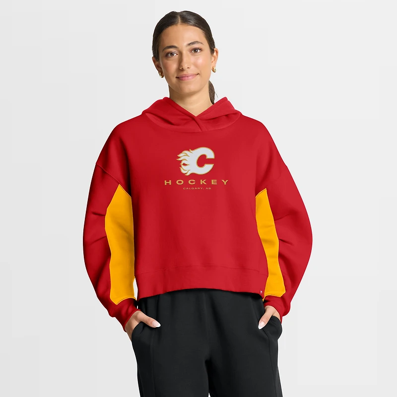Sweat à capuche carré rouge carreaux arrière des Flames de Calgary Fanatics pour femmes