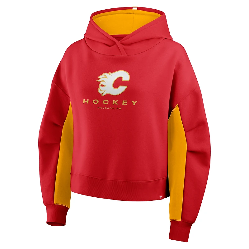 Sweat à capuche carré rouge carreaux arrière des Flames de Calgary Fanatics pour femmes