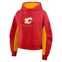 Sweat à capuche carré rouge carreaux arrière des Flames de Calgary Fanatics pour femmes