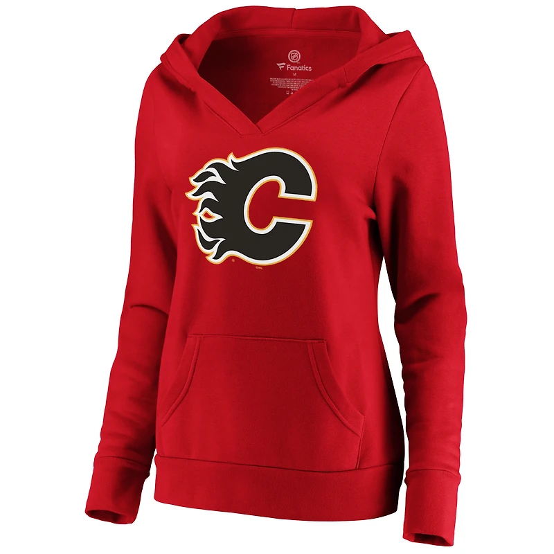 Fanatics Branded Red Calgary Flames Logo principal pour femmes - Chandail à capuchon col en V