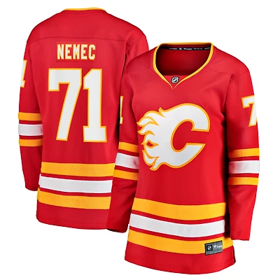 Women's Fanatics Simon Nemec Red Calgary Flames Home Breakaway Jersey