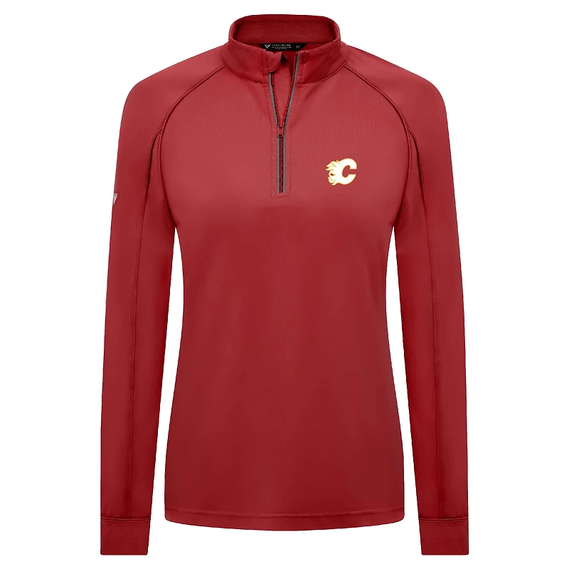 Women's Levelwear Red Calgary Flames Kinetic Insignia Core Raglan Quarter-Zip Top