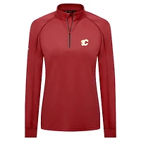 Women's Levelwear Red Calgary Flames Kinetic Insignia Core Raglan Quarter-Zip Top