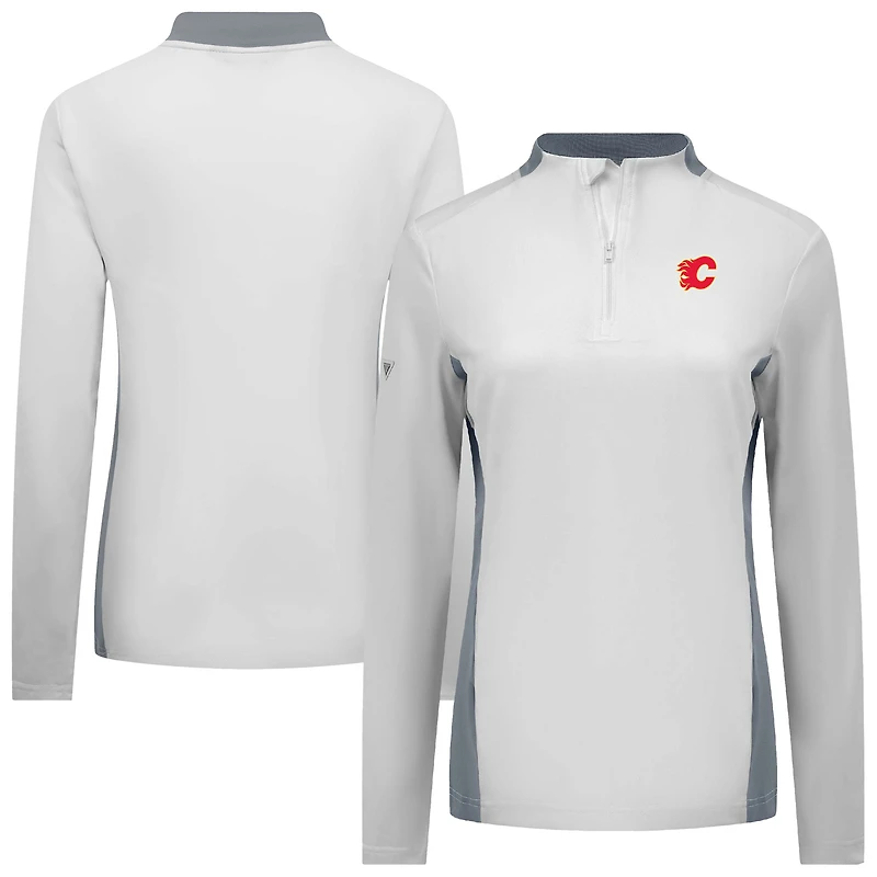Women's Levelwear White Calgary Flames Moxie Insignia Core Quarter-Zip Top