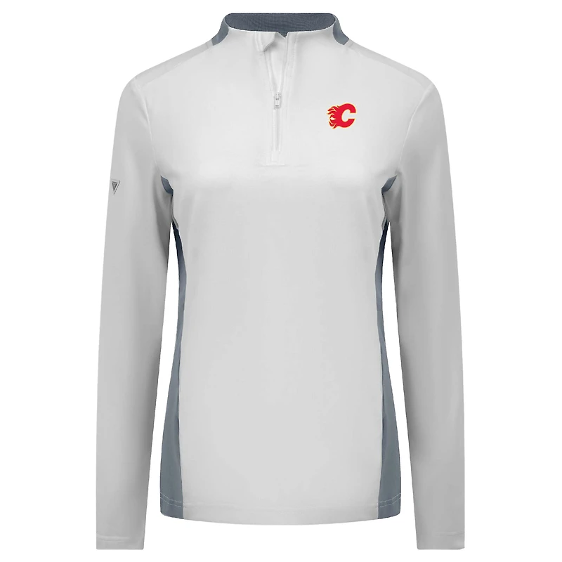 Women's Levelwear White Calgary Flames Moxie Insignia Core Quarter-Zip Top