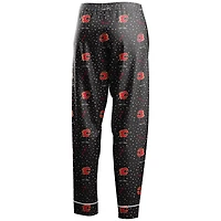 Women's WEAR by Erin Andrews Black Calgary Flames Long Sleeve Button-Up Shirt & Pants - Sleep Set
