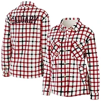 Women's WEAR by Erin Andrews Oatmeal Calgary Flames Plaid - Veste boutonnée