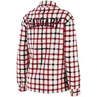 Women's WEAR by Erin Andrews Oatmeal Calgary Flames Plaid - Veste boutonnée