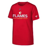 T-shirt authentique Pro Wordmark des Flames de Calgary pour jeunes fanatiques rouges