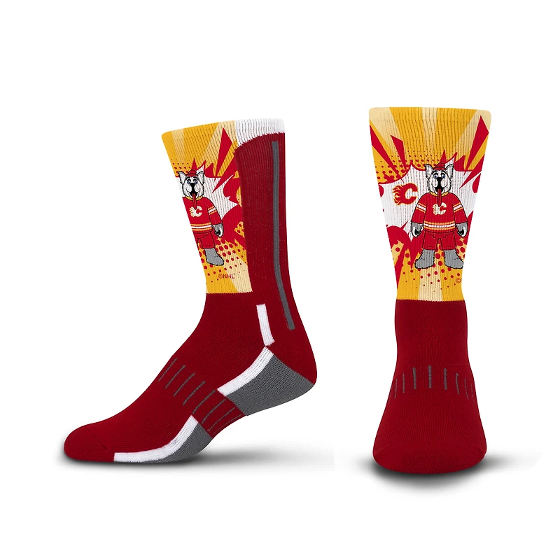 Chaussettes Ka-Pow Crew de la mascotte des Flames de Calgary pour les jeunes pieds nus