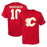 T-shirt rouge avec nom et numéro des Flames de Calgary pour jeunes Jonathan Huberdeau