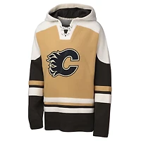 Sweat à capuche col en V Ageless Raglan des Flames de Calgary couleur beige Youth Outerstuff