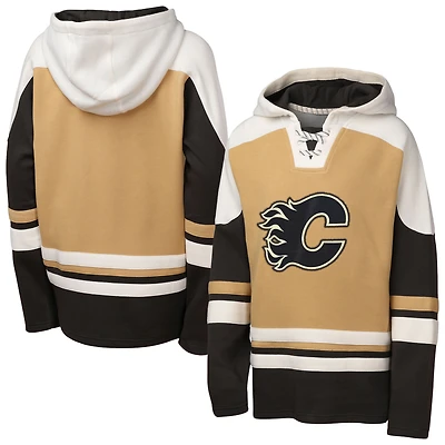Sweat à capuche col en V Ageless Raglan des Flames de Calgary couleur beige Youth Outerstuff