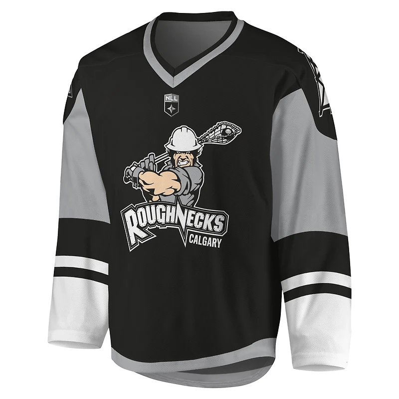 Maillot Sublima Replica Calgary Roughnecks Noir/Gris pour Jeune