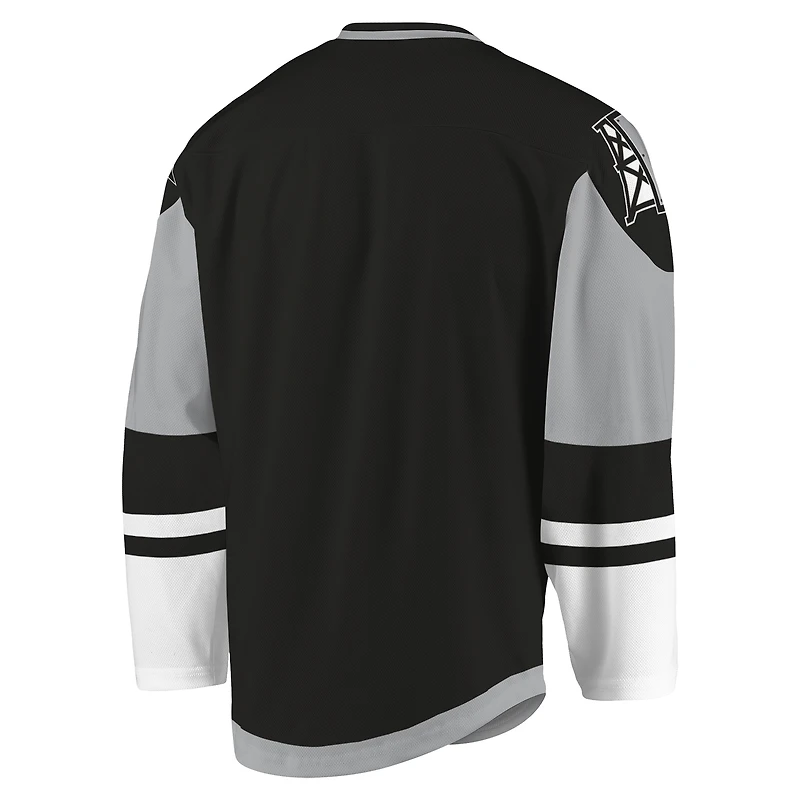 Maillot Sublima Replica Calgary Roughnecks Noir/Gris pour Jeune