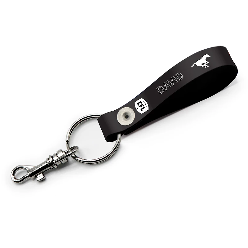 Calgary Stampeders Personalized Leather Loop Keychain