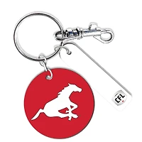Calgary Stampeders Personalized Leather Round Keychain