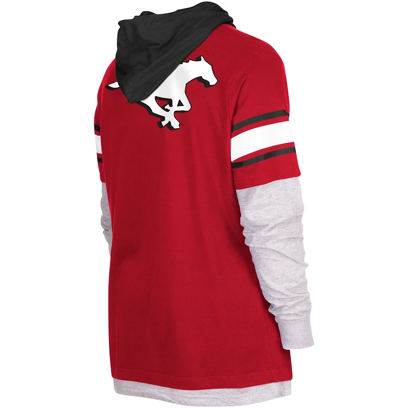 Chandail à capuchon Twofer des Stampeders de Calgary 5th & Ocean by New Era pour hommes, rouge