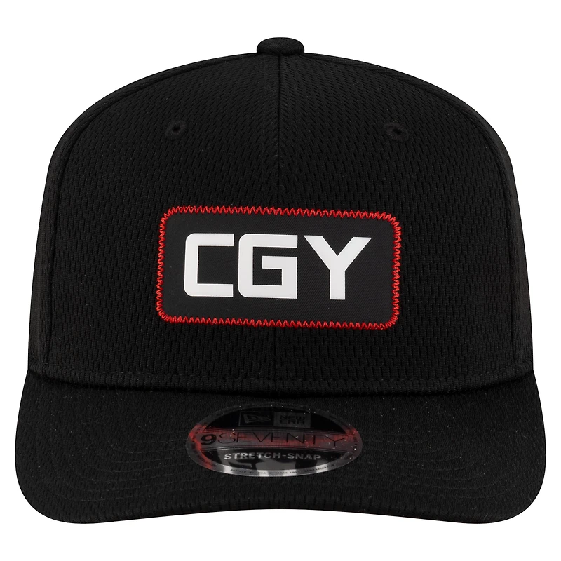 Casquette extensible noire à boutons-pression 9SEVENTY Sideline des Stampeders de Calgary de New Era pour homme