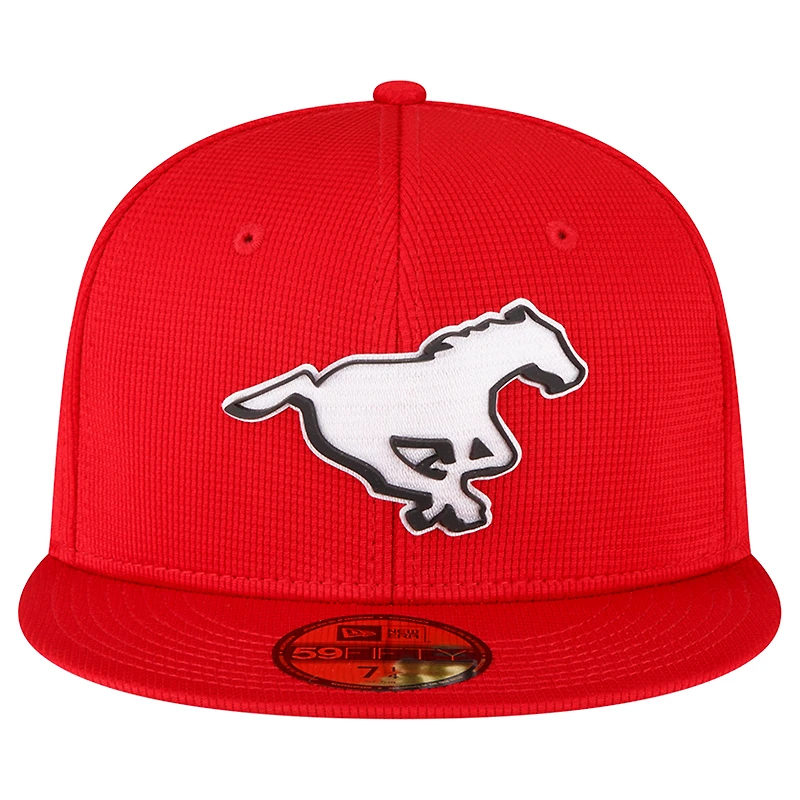 Casquette ajustée 59FIFTY Sideline des Stampeders de Calgary New Era rouge pour homme