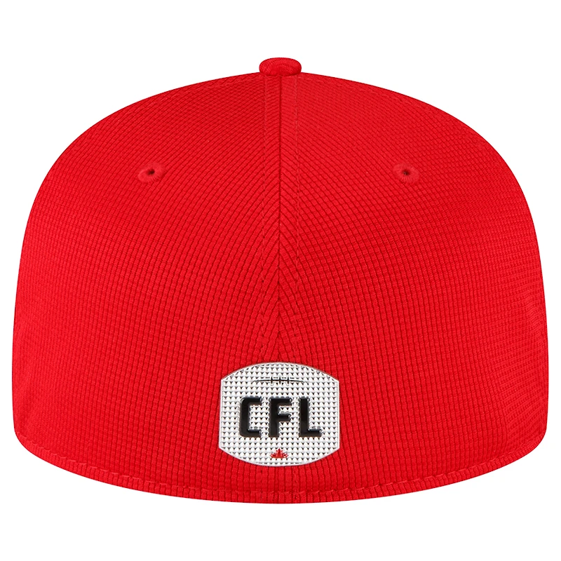 Casquette ajustée 59FIFTY Sideline des Stampeders de Calgary New Era rouge pour homme