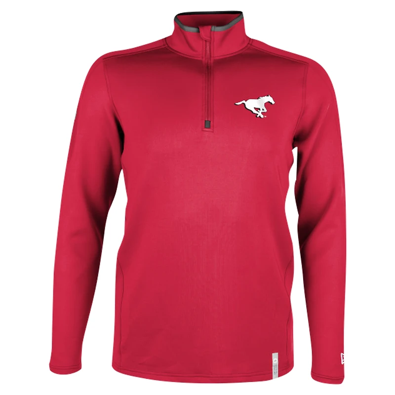 Haut à quart de zip Performance Sideline Edge des Stampeders Calgary New Era rouge pour hommes