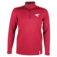 Haut à quart de zip Performance Sideline Edge des Stampeders Calgary New Era rouge pour hommes