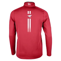 Men's New Era Red Calgary Stampeders Sideline Edge Performance Quarter-Zip Top