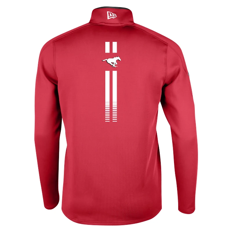 Haut à quart de zip Performance Sideline Edge des Stampeders Calgary New Era rouge pour hommes