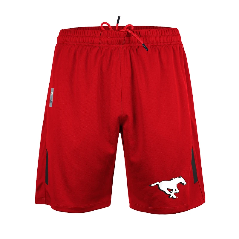Short 5th & Ocean by New Era rouge pour hommes des Stampeders de Calgary Sideline Swift Performance en tricot