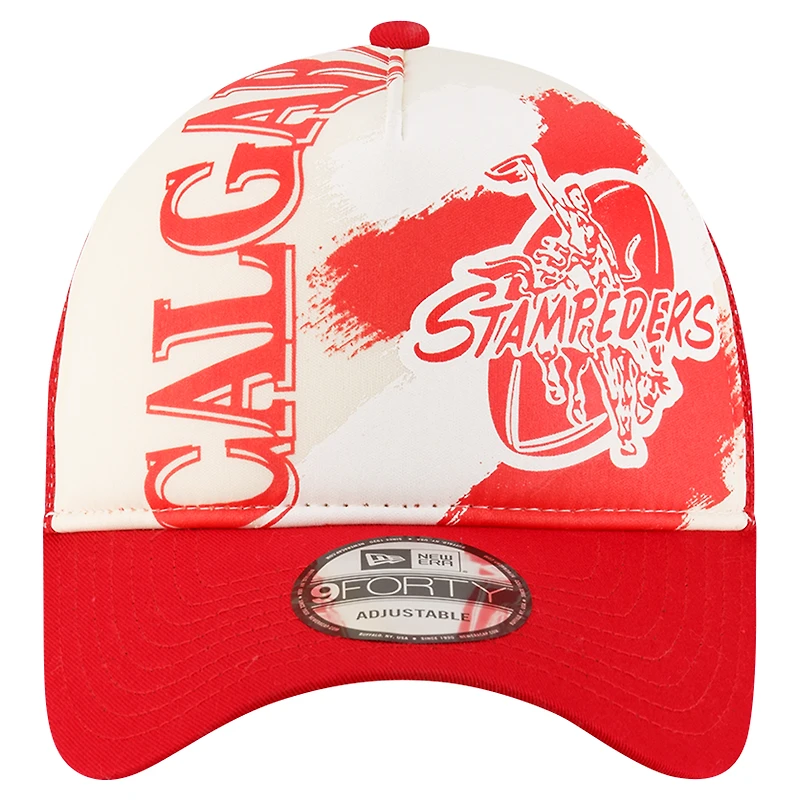 Men's New Era Red Calgary Stampeders Turf Traditions 9FORTY Adjustable Hat
