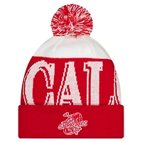 Bonnet en tricot à revers et pompon Calgary Stampeders Turf Traditions de New Era pour homme