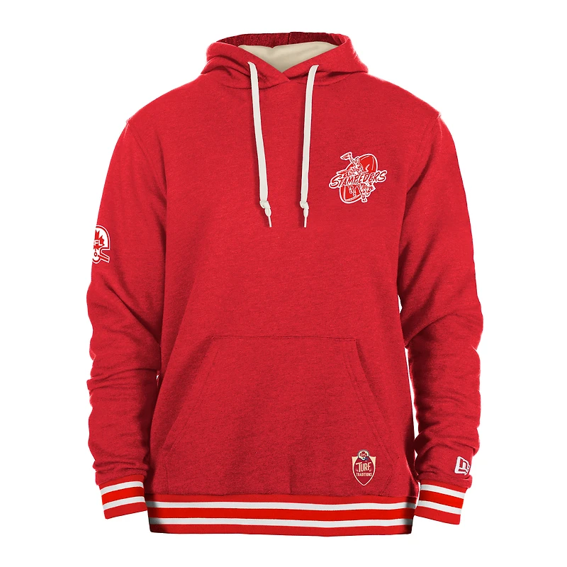 Chandail à capuchon Turf Traditions des Stampeders de Calgary New Era rouge pour hommes