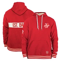 Men's New Era Red Calgary Stampeders Turf Traditions Pullover Hoodie