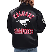 Men's Starter Black Calgary Stampeders Option Route Full-Snap Coaches Jacket